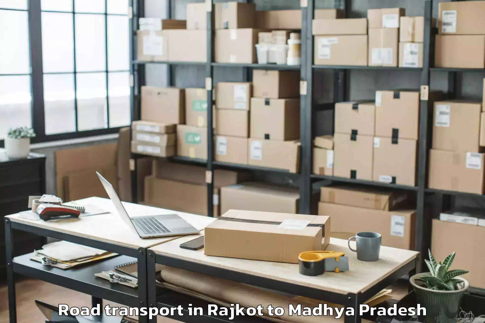 Book Rajkot to Sage University Indore Road Transport Online